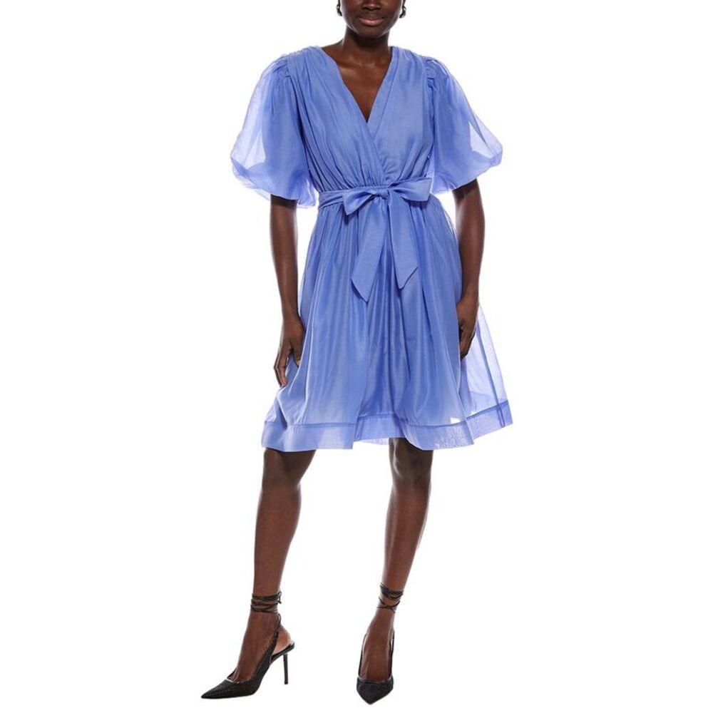 Nancy Yang Womens  Short Sleeves A-Line Dress, Blue